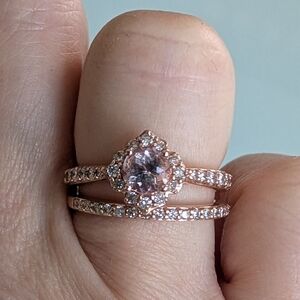 Elegant Rose Gold Ring Set with Pink Stone